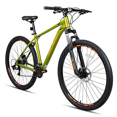 Hiland 29 inch Mens Mountain Bike,17/19 inch Frame,Hydraulic Disc-Brake,Lock-Out Suspension Fork, 16 Speeds Trail Bike,Bicycle for Men Adult